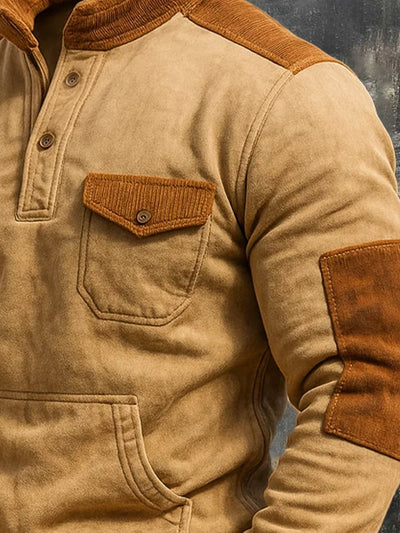 Herren-Sweatshirt aus Cord im Retro-Patchwork-Stil