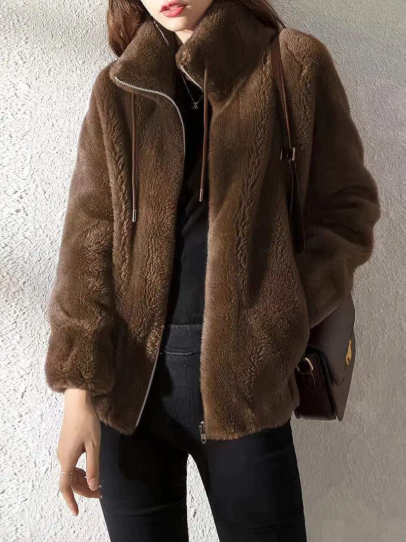Maliza – Stilvolle Fleece Jacke Mit Fellbesatz