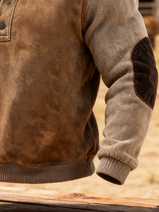 Herren-Kapuzenpullover mit Retro-Nähten und Kontrastfarbe