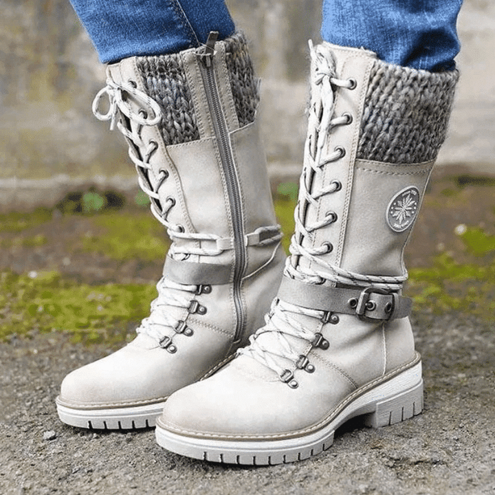 FrostLuxe™| Wasserdichte Schnürstiefel in Wadenlänge