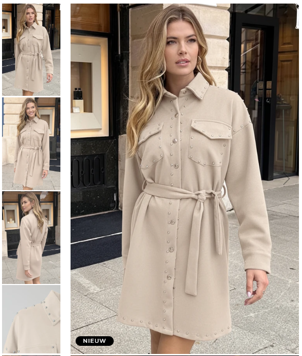 Studs Wildleder Knopfkleid Beige