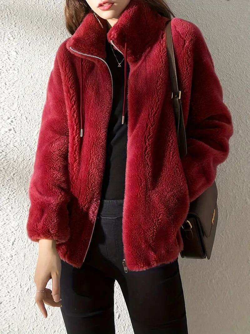 Maliza – Stilvolle Fleece Jacke Mit Fellbesatz