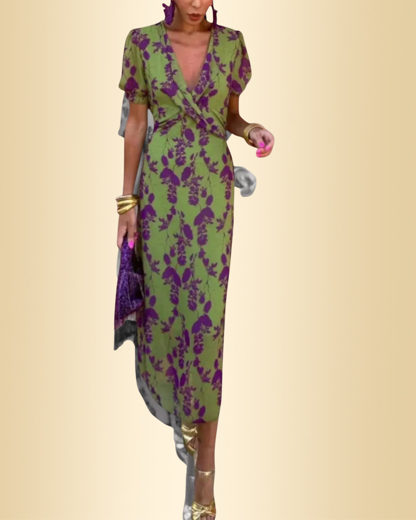 Adelina™ | Blumenkleid mit V-Ausschnitt