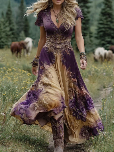 Marcina Elegantes Maxikleid Mit Floralen Farbtönen