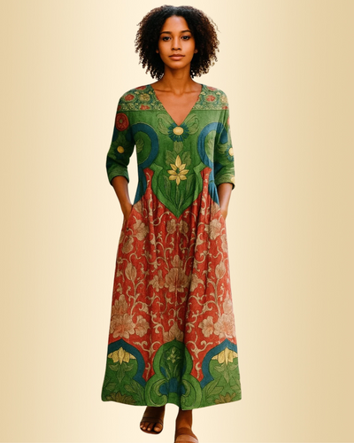 Solange™ | Maxikleid mit Vintage-Blumenmuster