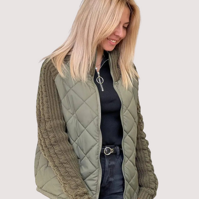 Monica | Damen-Strickjacke im Patchwork-Design