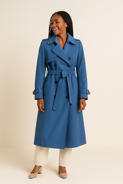 HERBERGER | Eleganter Damen Trenchcoat lang mit Bindegürtel und Knopfleiste