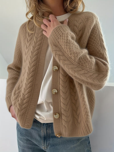 Dwina™ Strickjacke mit Knöpfen und Zopfmuster