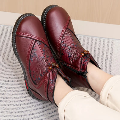 Robbie™| Vintage-Lederstiefel mit Blumenmuster