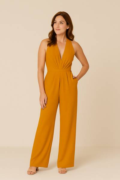 HERBERGER | Damen Jumpsuit ärmellos mit tiefem V-Ausschnitt und weitem Bein