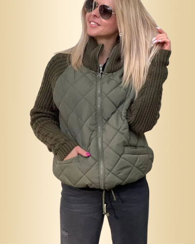Monica | Damen-Strickjacke im Patchwork-Design