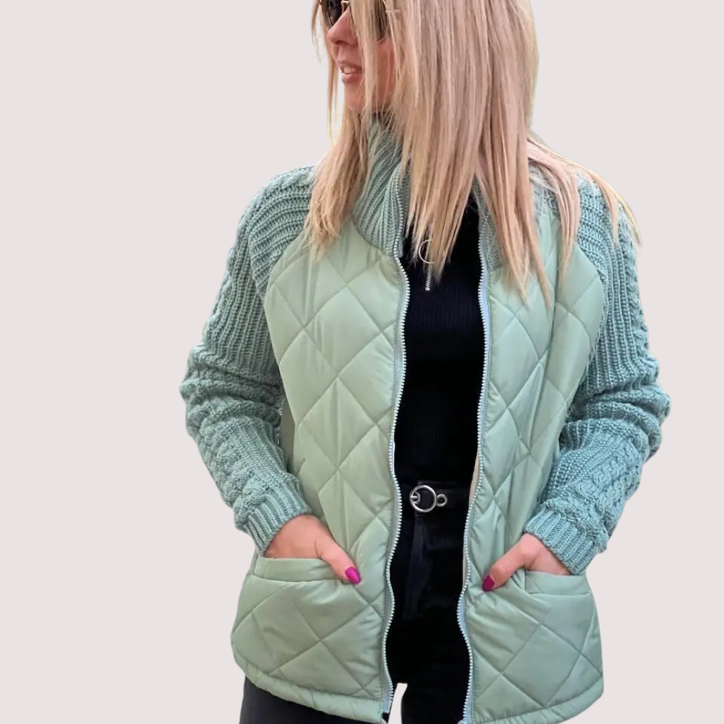 Monica | Damen-Strickjacke im Patchwork-Design