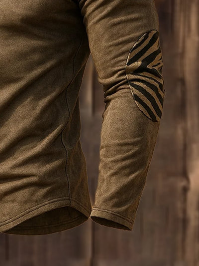 Henley-Hemd aus Wildleder im Vintage-Stil mit Zebramuster für Herren