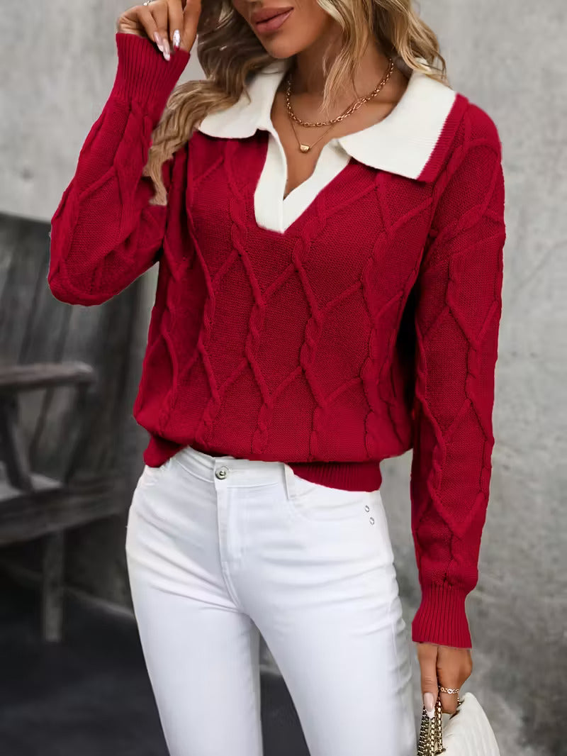 Mahalia™ Pullover Mit Zopfmuster Und Kragen