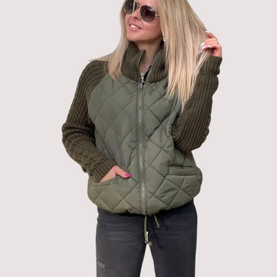 Monica | Damen-Strickjacke im Patchwork-Design