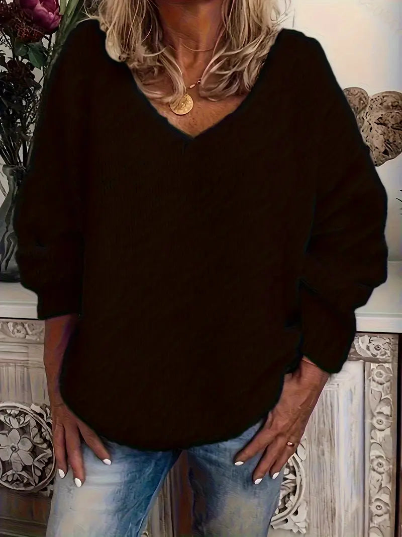 Schmidt – Lässiger Langarm Pullover Mit V-Ausschnitt