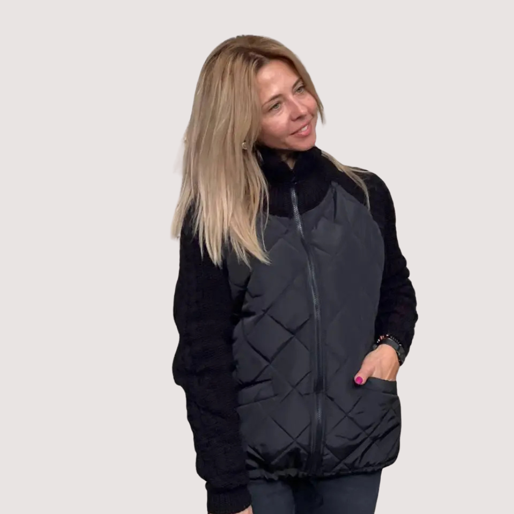 Monica | Damen-Strickjacke im Patchwork-Design