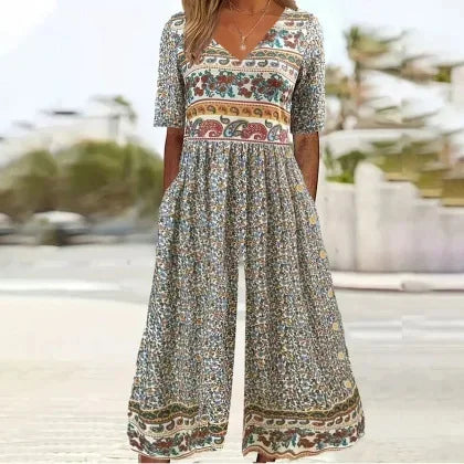 Nerina Vintage Jumpsuit Im Boho Stil Mit Blumen