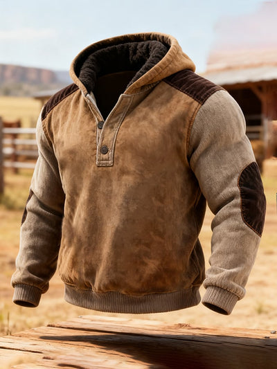 Herren-Kapuzenpullover mit Retro-Nähten und Kontrastfarbe