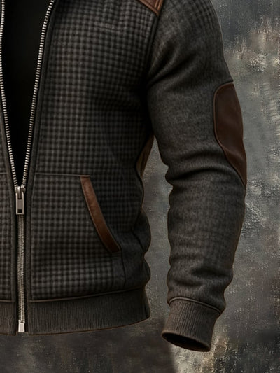 Herren Vintage Warme Wildleder Nähte Pelz Revers Westernjacke