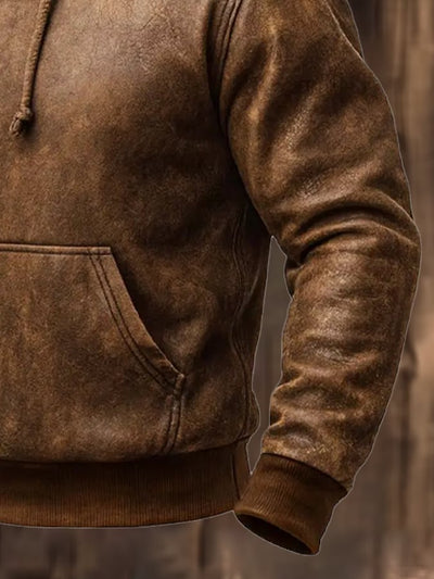 Herren-Sweatshirt mit Vintage-Wildleder-Pelz-Panel