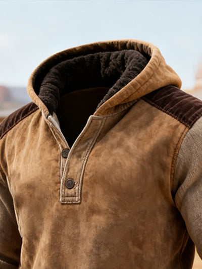 Herren-Kapuzenpullover mit Retro-Nähten und Kontrastfarbe