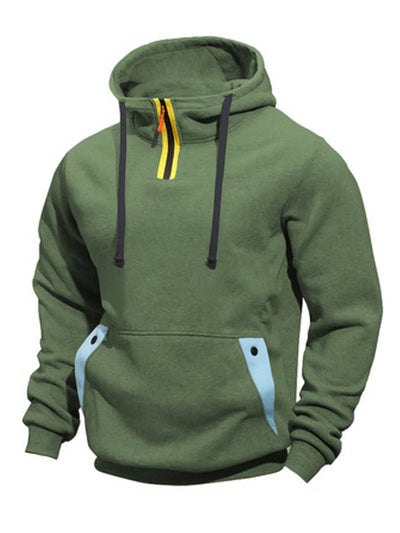 Langarm-Kapuzenpullover mit Color-Blocking-Patchwork für Herren