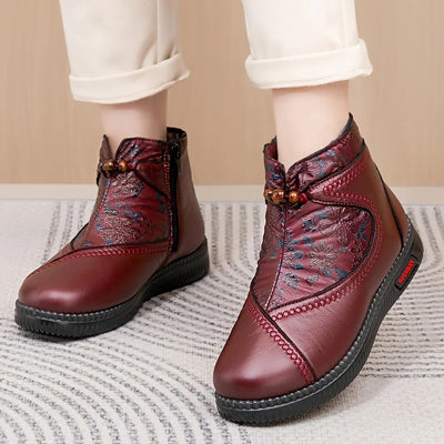 Robbie™| Vintage-Lederstiefel mit Blumenmuster