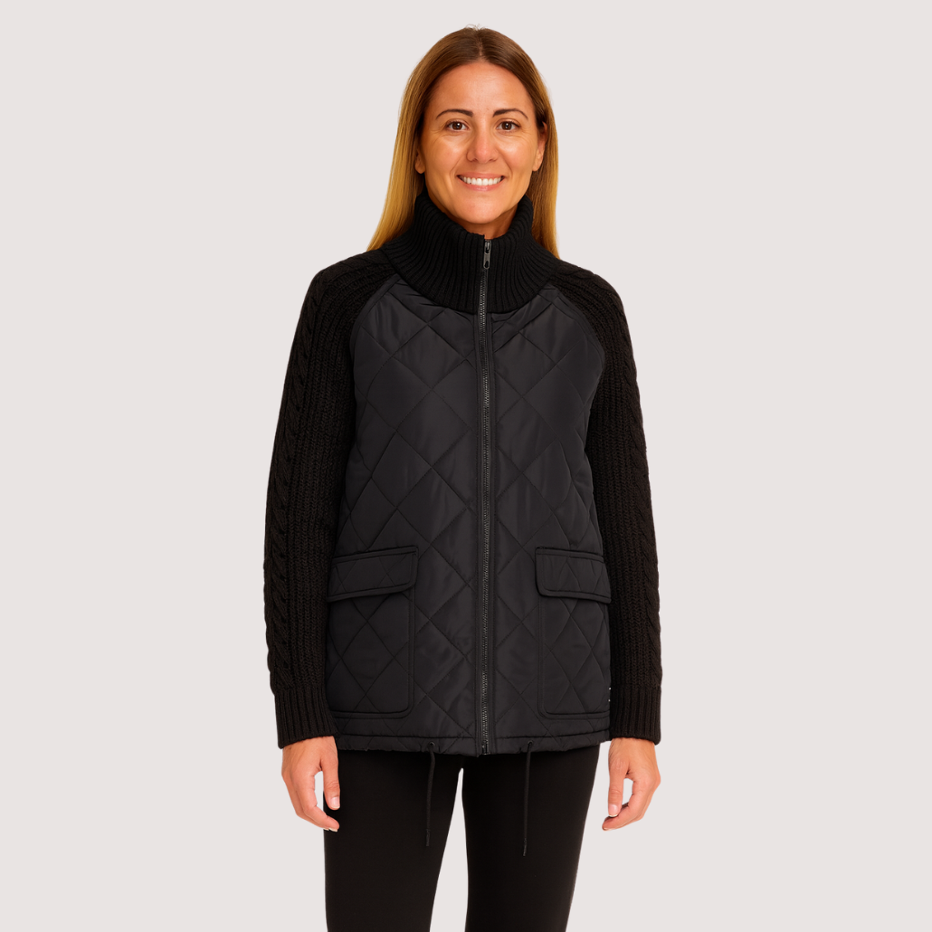 Monica | Damen-Strickjacke im Patchwork-Design
