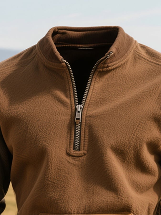 Herren-Sweatshirt mit Rundhalsausschnitt und deutschem Samtstich in Kontrastfarbe