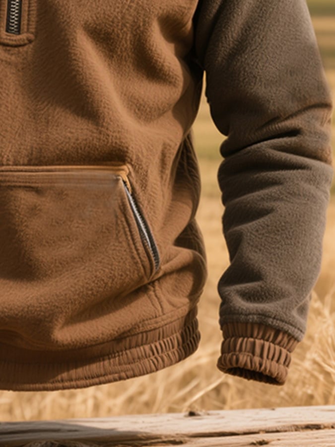 Herren-Sweatshirt mit Rundhalsausschnitt und deutschem Samtstich in Kontrastfarbe