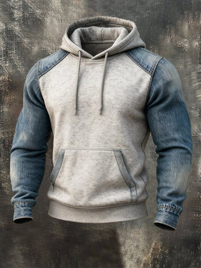 Vintage-Strick-Denim-Kapuzenpullover für Herren