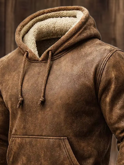 Herren-Sweatshirt mit Vintage-Wildleder-Pelz-Panel