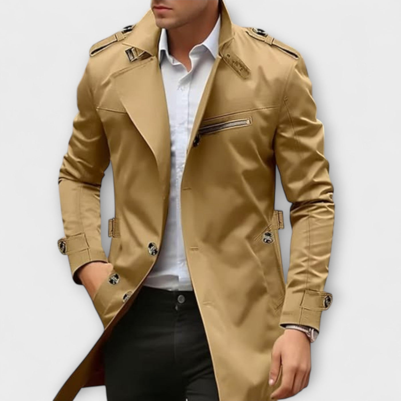Léandro | Klassischer Herren-Trenchcoat in Beige