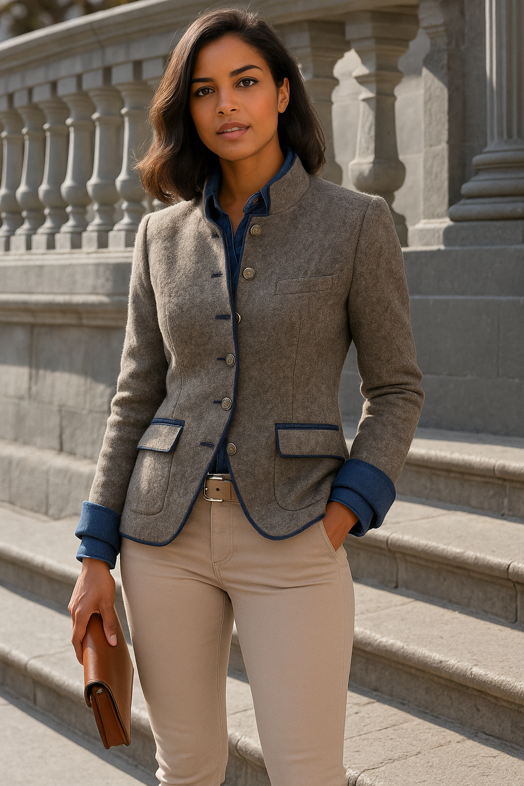 Valeria™ Eleganter Cardigan mit hohem Kragen