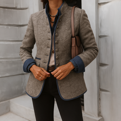 Valeria™ Eleganter Cardigan mit hohem Kragen