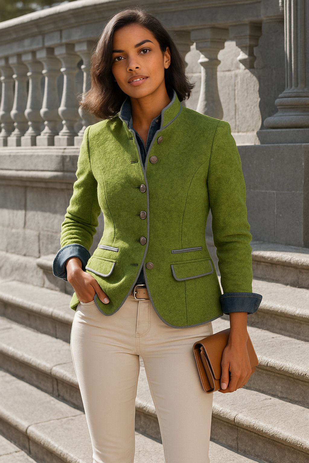 Valeria™ Eleganter Cardigan mit hohem Kragen