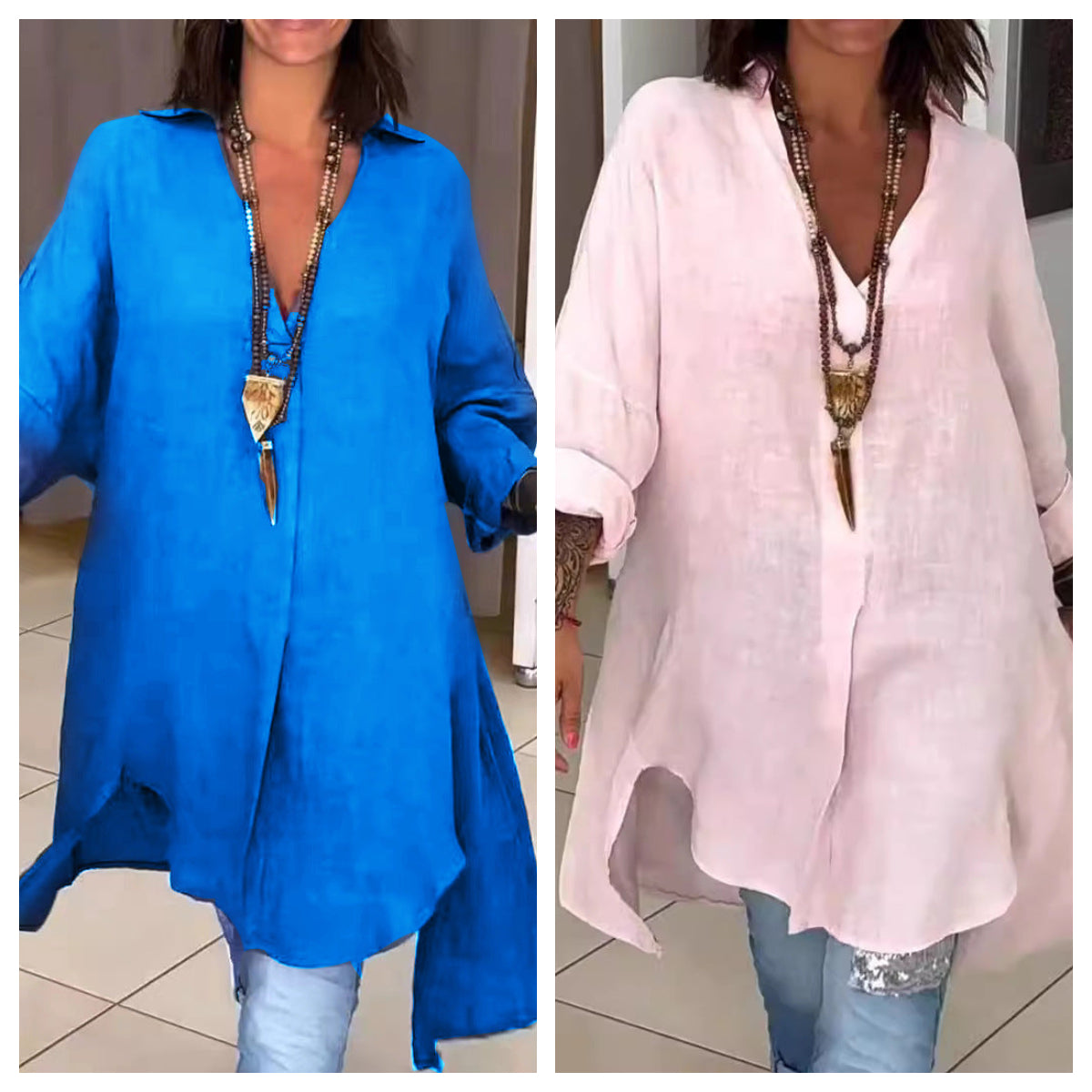 Weisses Longshirt Hemd im Oversize Look