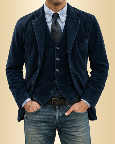 Tommy | 2-teiliges Set: Blazer und Weste aus Samt