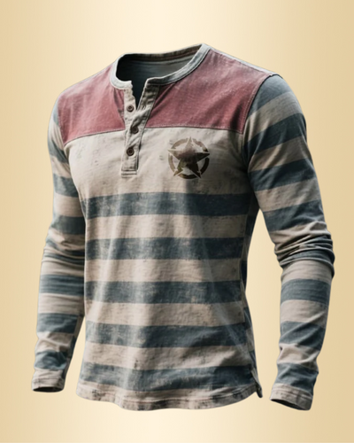 HUNZIKER - Herren Henley T-Shirt mit langen Ärmeln