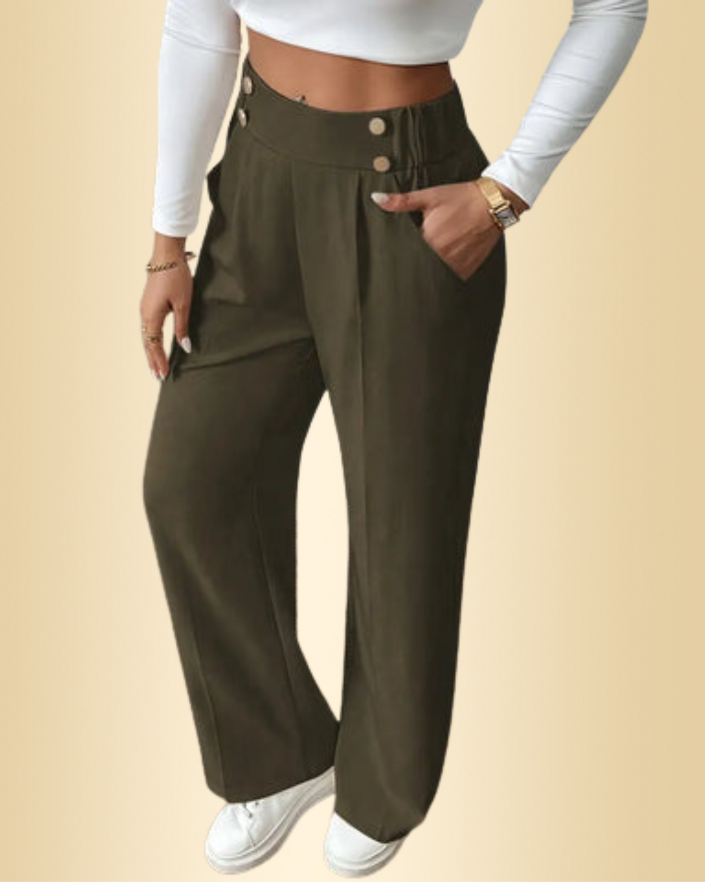 Orvella - Bequeme Hose Mit Weitem Bein Und Taschen