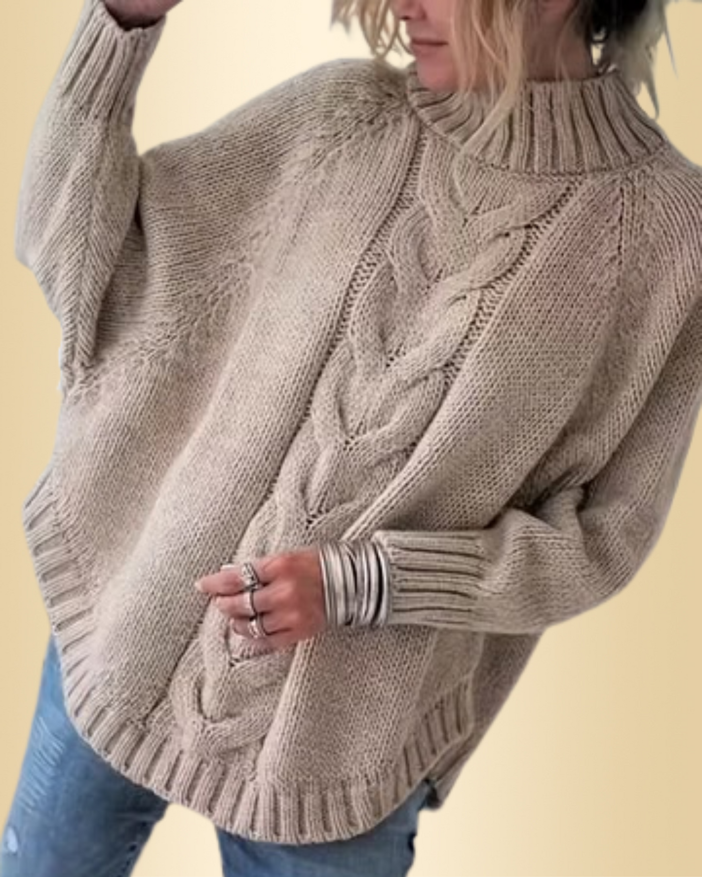 Pamella – Übergrösse Pullover Mit Zopfmuster