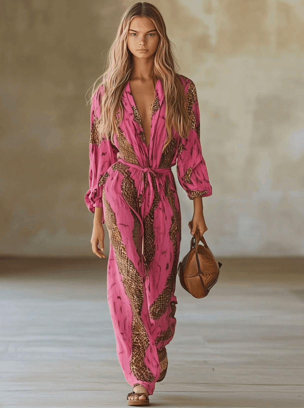 Rosaroter™| Leoparden-Chiffon-Jumpsuit