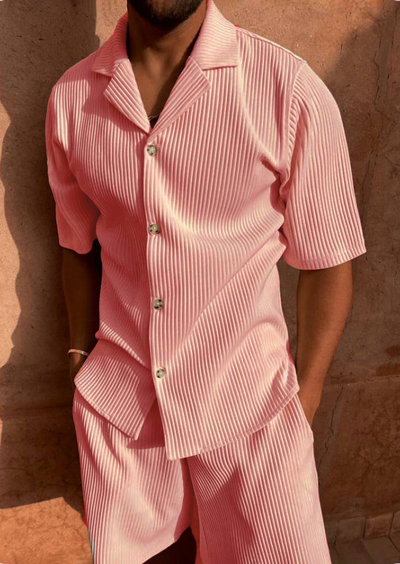 Leonardo Cord Hemd Mit Kurzen Ärmeln Und Kurze Hose Satz