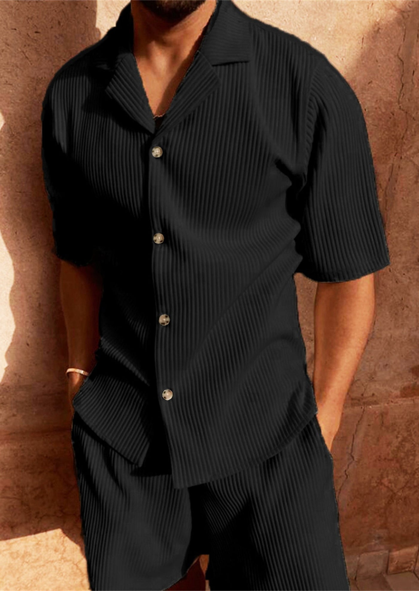 Leonardo Cord Hemd Mit Kurzen Ärmeln Und Kurze Hose Satz