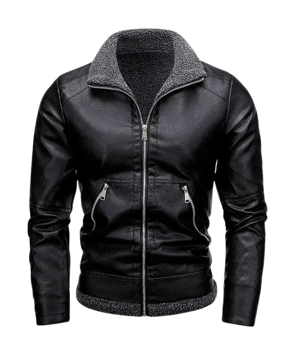 Elegante Fleece-Lederjacke