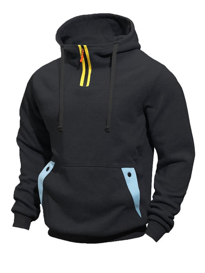 Langarm-Kapuzenpullover mit Color-Blocking-Patchwork für Herren