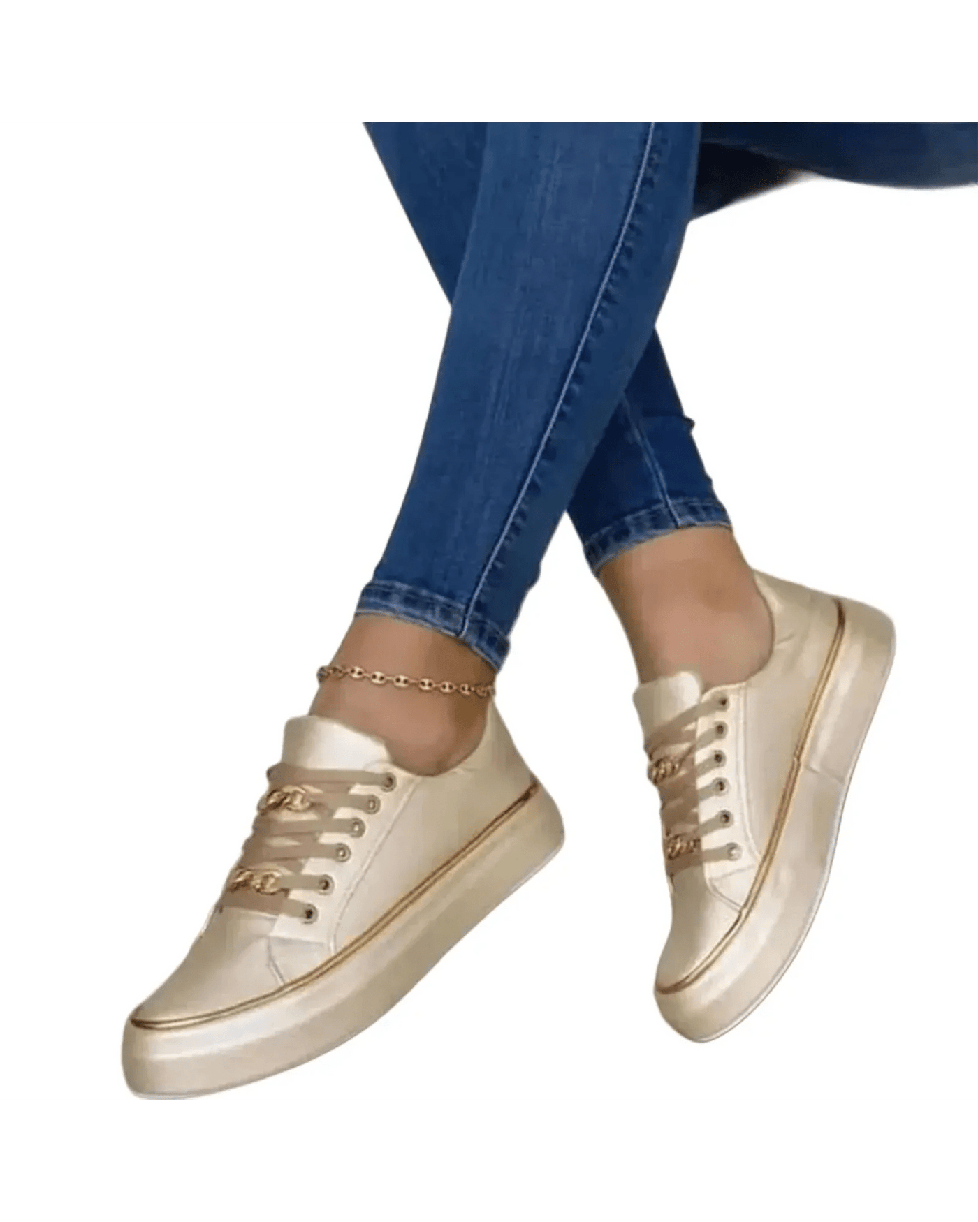 HERBERGER| Damen Sneaker weiß mit goldfarbenem Akzent für Arbeit & Freizeit