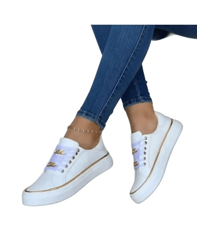 HERBERGER| Damen Sneaker weiß mit goldfarbenem Akzent für Arbeit & Freizeit