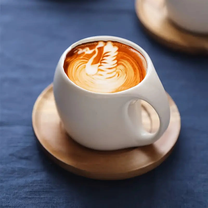 ClayHaven – Keramik Kaffeetasse Mit Holz Untertasse